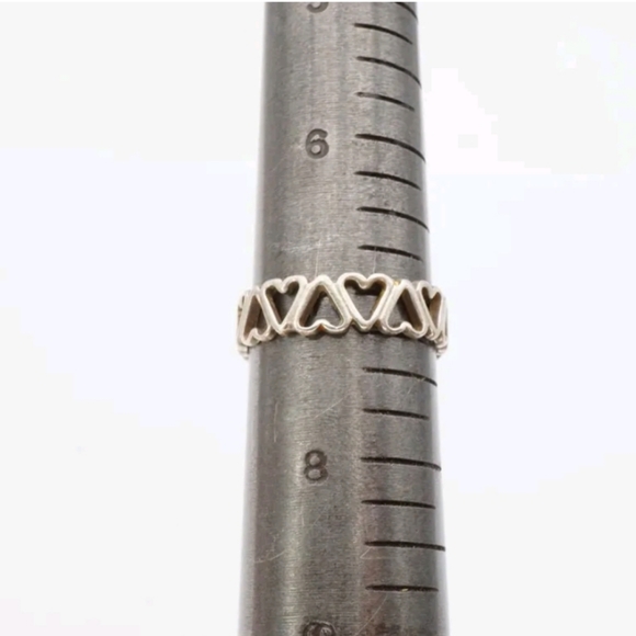 Vintage Sterling Silver 925 Heart Ring Band Size 7 - Picture 8 of 8